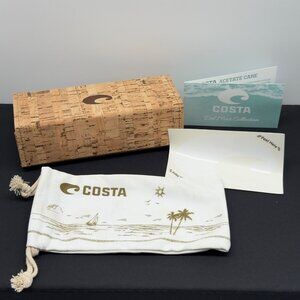 Costa Del Mar Brown Tan Flip Cork Sunglasses Case Pouch Sticker Hard Sided NOTE